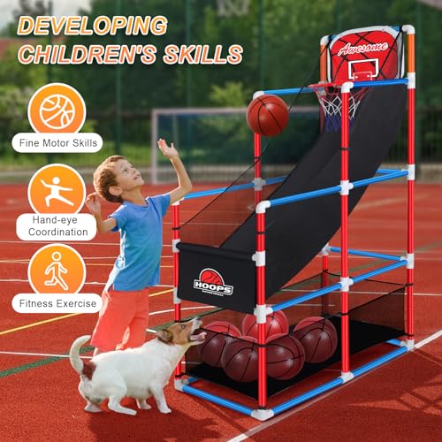 Arcade Basketball Game Set with 4 Balls for Kids,Adjustable Toy Game Sport with Storage for 3 to 12 Years Old,Kids Basketball Hoop Suited for Outdoor and Indoor - Image 6
