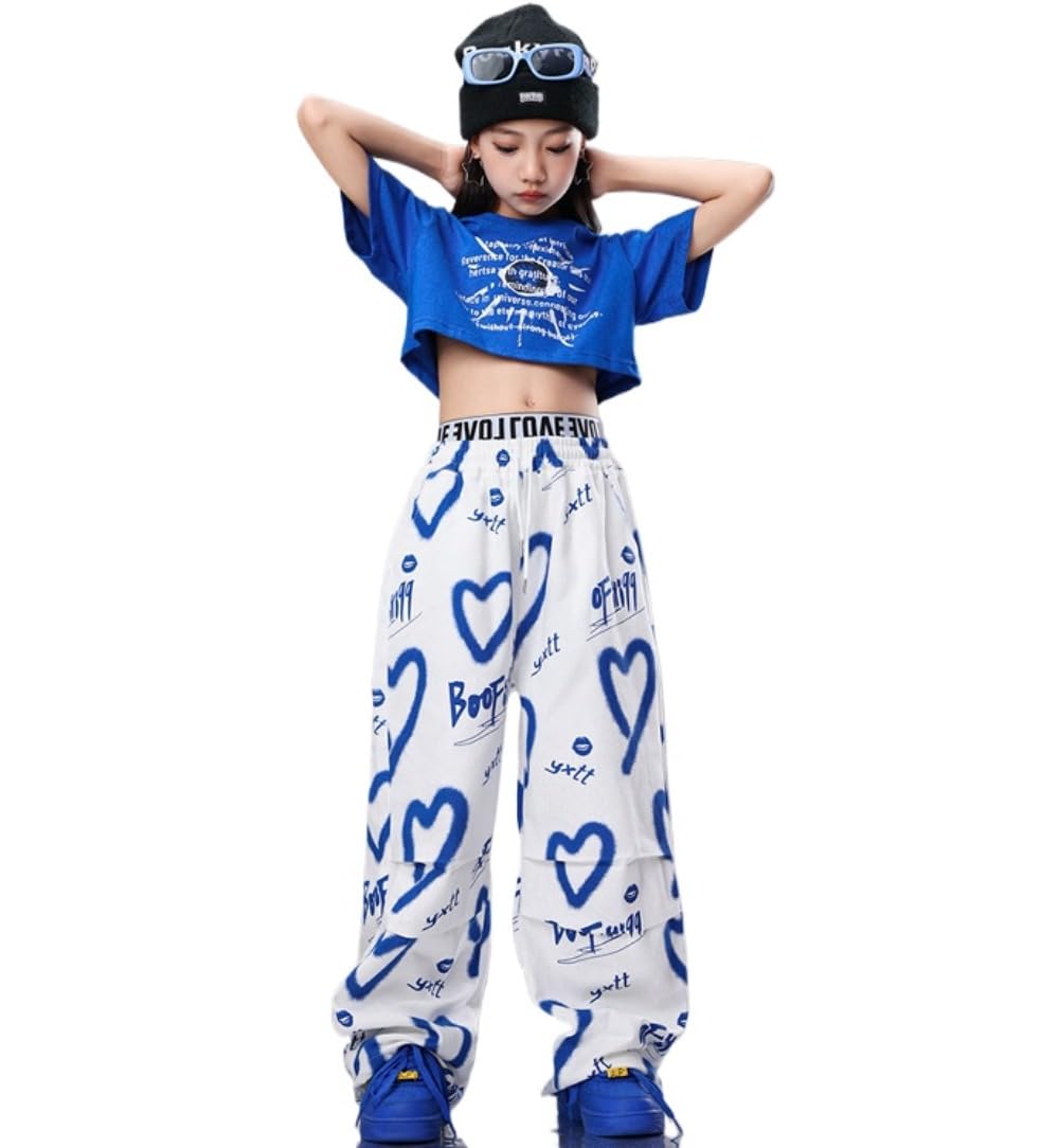 Amazon | キッズダンス衣装 セットアップ tシャツ ロゴ ハート柄