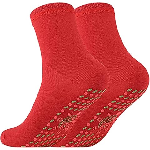 Reversible Octopus Heated Socks 2Pcs Tourmaline Acupressure Self-Heating Shaping Socks,Self-Heating Socks for Women Men,Unisex Warm Socks for Women Men (Red) Cover