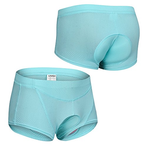 Calça de ciclismo feminina Explopur – calça de bicicleta acolchoada em gel 3D – tamanho 4, Azul, Lar