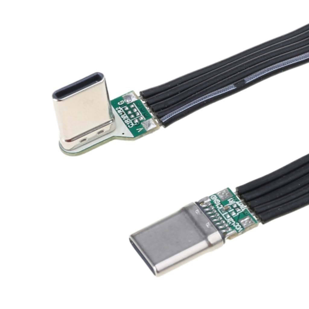 Elnwnnkc Flexible Flat Silicone USB C to USB C Cable Angled for Camera Phones 60W Fast Charging 480Mbps Data