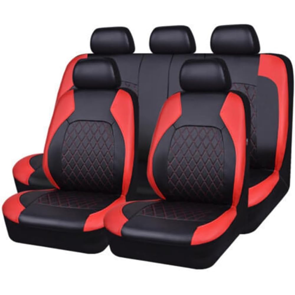 HFFTYU Leather Car Seat Covers for Toyota Land Cruiser Prado FJ120 KDJ 120 125 2003-2009, Full Set Waterproof Faux Leather Protectors, Airbag Compatible Luxury Interior Cushions,D