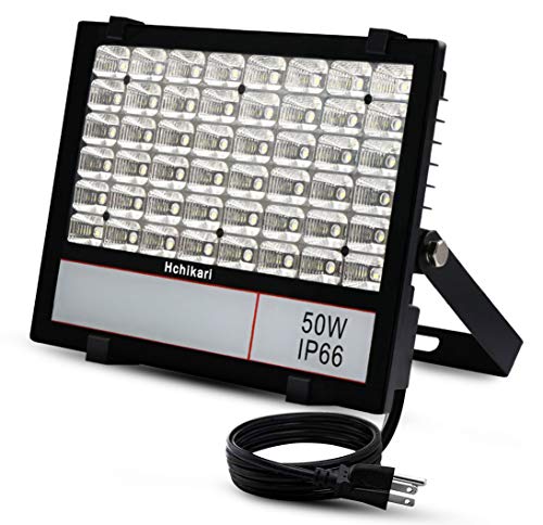 Hchikari New Craft 50W LED Flood Light 5500lm 6500K White Light LED Billboard Light Outdoor Super Bright Work Light Security Lights IP66 Waterproof Outdoor Floodlight for Garden, Backyard