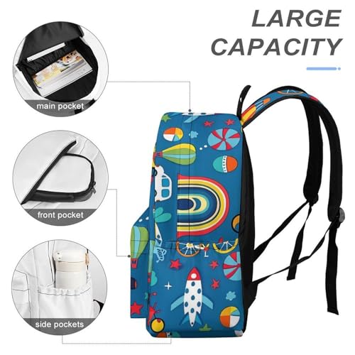 Car Airplane Hot Air Balloon Funny Backpack Daily Casual Daypack Travel Mini Bag with Adjustable Strap Style-134