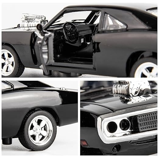 Image of Dodge Charger Diecast Car Model 1:32 Scale | Metal Pull Back Musical Toy | Openable Doors Sports Car Collectible Toys | Kids Boys & Girls Birthday Gift (Colour as a per Stock)