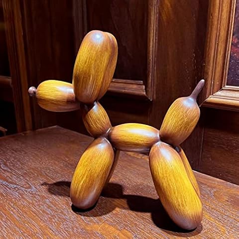 SANPON Balloon Dog Sculpture Wood Texture Pattern Dog Sculpture for Home Living Room Office Decorations Gift Cover