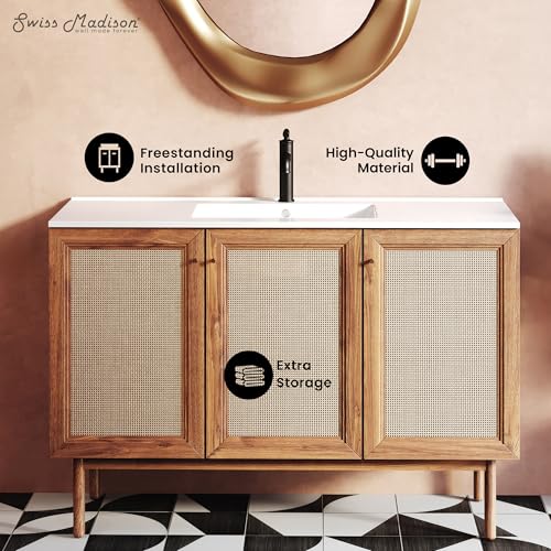 Image of Swiss Madison Classe 48 inch Bathroom Vanity in Oak Bath Sink Cabinet Sink Included