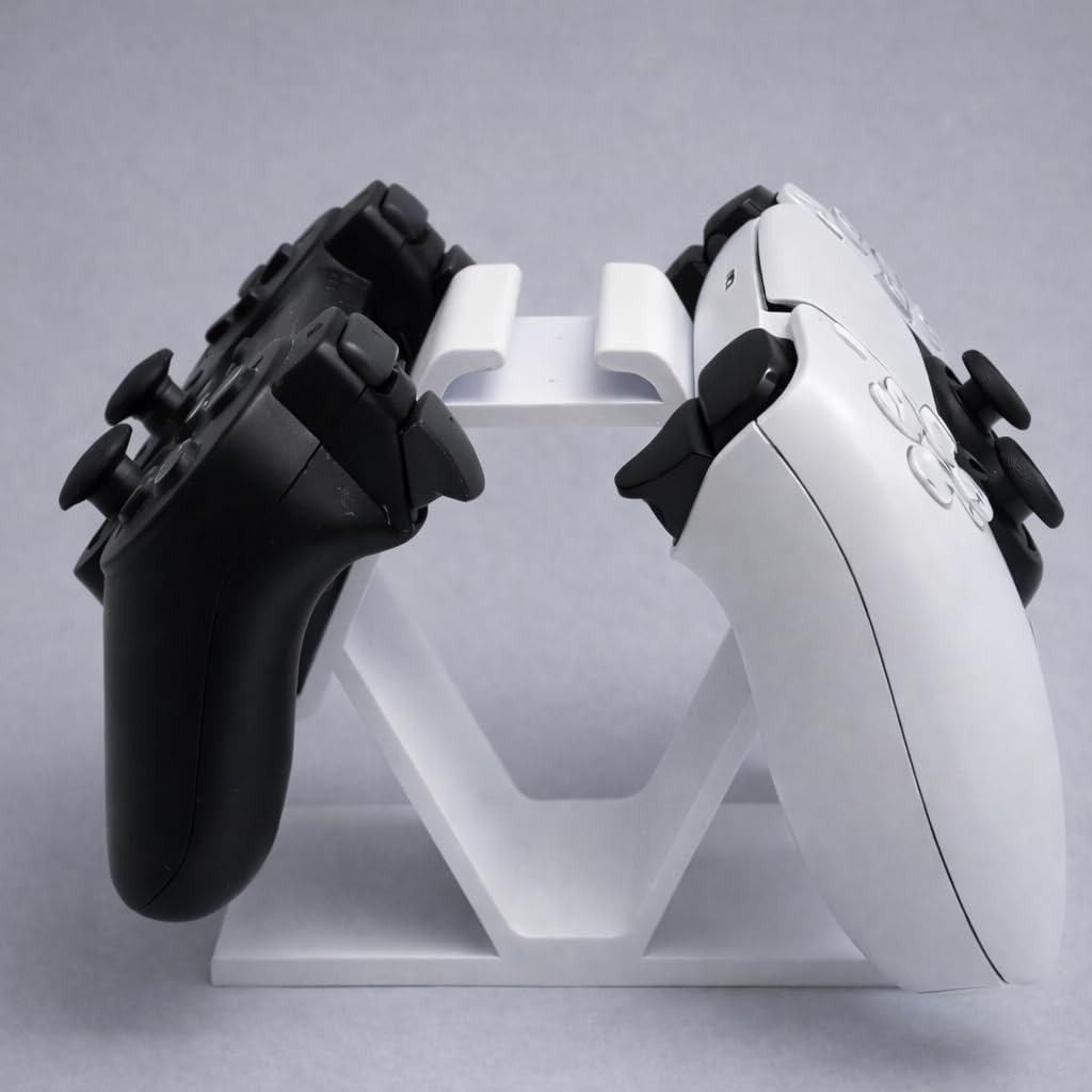 Dual Controller Stand, White, Desktop Holder Compatible with PS5 and PS4 Controllers-image-25