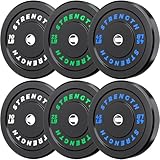 Olympic Rubber Bumper Weight Set - 2 Inch Barbell Plates for Home Gym Strength Training