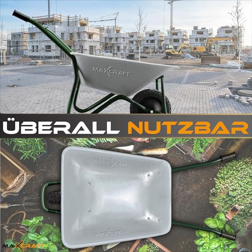 MAXCRAFT Schubkarre 200 kg 100 L Bauschubkarre Gartenschubkarre Transportkarre Schiebkarre mit Luftbereifung – Grün - 5