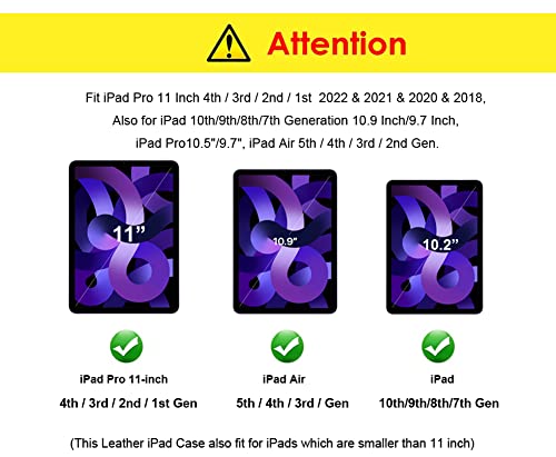 Leather Case For Ipad Pro 11" Genuine Leather Smart Folio For 11-Inch Ipad Pro 11 Case With Pencil Holder Zipper Pocket Multifunctional Ipad Leather Case For Ipad 11 /Ipad 10.5/10.2 Inch Ipad/Ipad 9.7 #TOP4