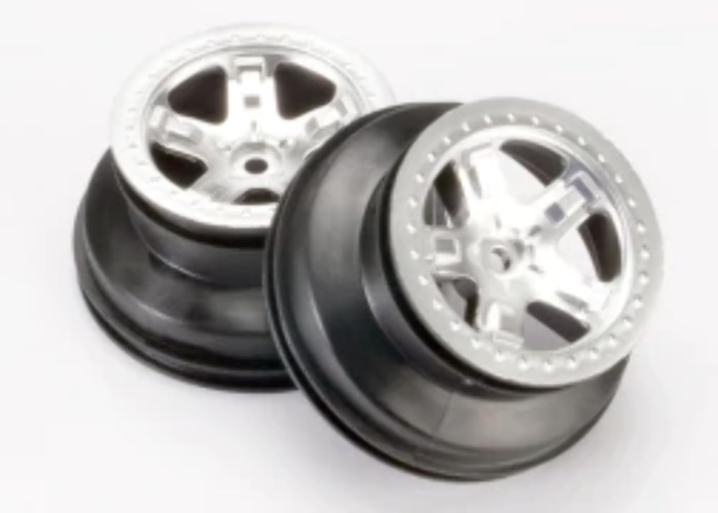 Traxxas 5874 SCT Satin Chrome, Beadlock-Style wheels, 2WD Front (pair)