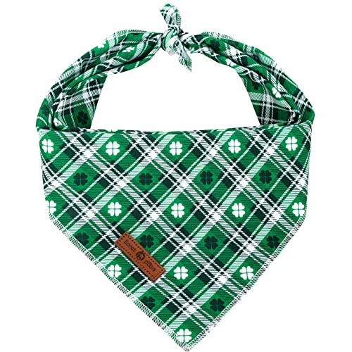 lionet paws St Patricks Dog Bandana for Small Medium Large Dogs, Cat Dog Kerchief Triangle Green Clover Bibs Scarf for Girl Boy