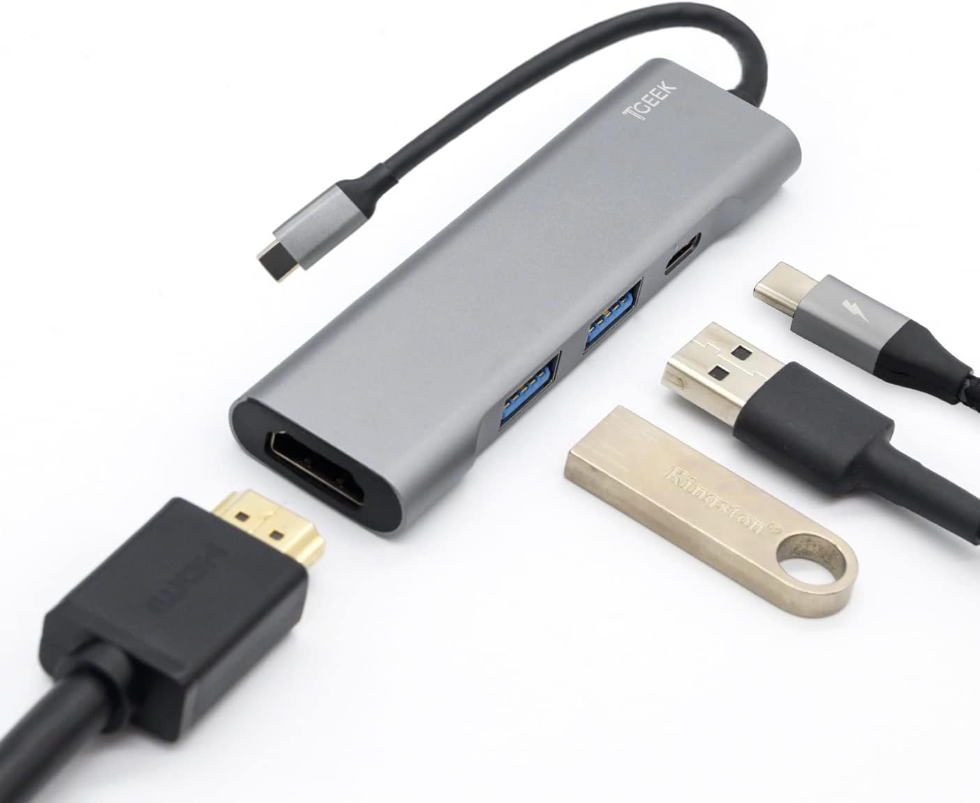 USB C Hub Adapter TGEEK, 4-in-1 with 4K USB C to HDMI, 1 USB 3.0 Port, and 1 USB 2.0 Port, 65W Power Delivery for MacBook and Other Type C Laptops : Electronics