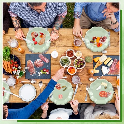 Image of NatNarr 30 Pcs Sage Green Paper Plates, 9 Inch Scalloped Paper Plates Green Dessert Dinner Plate Cute Party Plate Disposable Party Supplies for Wedding, Baby Bridal Shower, Birthday