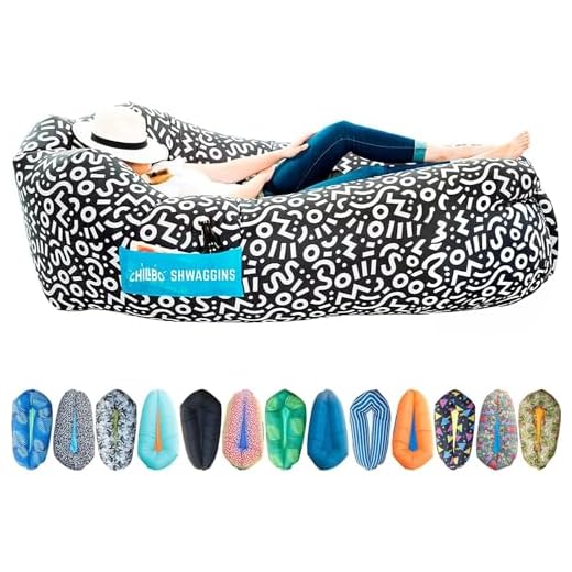 Chillbo Shwaggins Inflatable Couch – Cool Inflatable Chair. Upgrade Your Camping Accessories. Easy Setup is Perfect for Hiking Gear, Beach Chair and Music Festivals. (Black + White Swizzle)