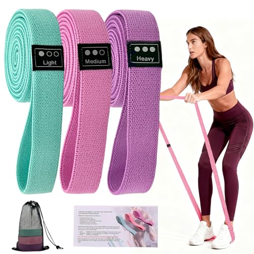 Caffobiz Fabric Resistance Bands Set for Working Out, 3-Level Workout Bands 18-70lb, Long Resistance Bands for Women and Men | Elastic Bands for Exercise Bands, for Home Gym Workout, Yoga, Pilates
