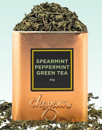 Image of CHAYAM Spearmint Peppermint Green Tea | Pure Spearmint & Peppermint Blend | Refreshing Loose Leaf Tea (35g) | Supports Gut Health & Hormonal Balance | Enjoy Hot or Iced