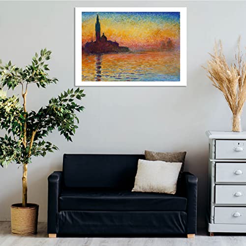 Poster Monet Coucher de soleil à Venise grand format encadré décoratif mural - 3