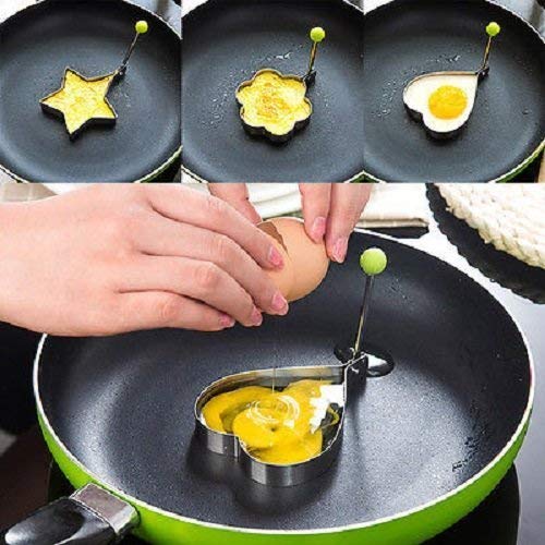 Magnusdeal 4pcs/lot Stainless Steel Omelette Mould Device Love Surprise Eggs Ring Model Set Heart Shape Egg Mold Styling Tools, Silver. 1