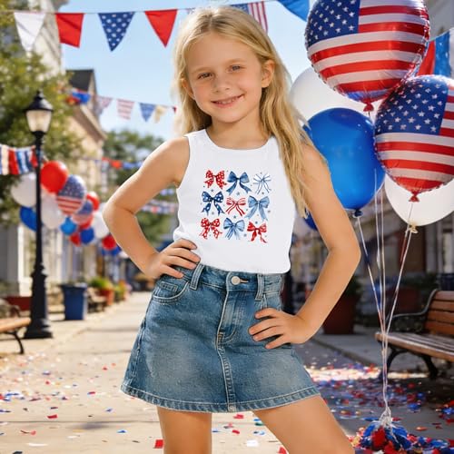 Image of CAZYCHILD Girls American Flag Tank Tops Boys 4th of July Shirts USA Summer Sleeveless Tee Independence Day Outfit 5-14y
