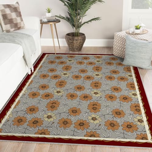 Tapis anti-tache 160x200cm gris tournesol pour chambre douce - 4