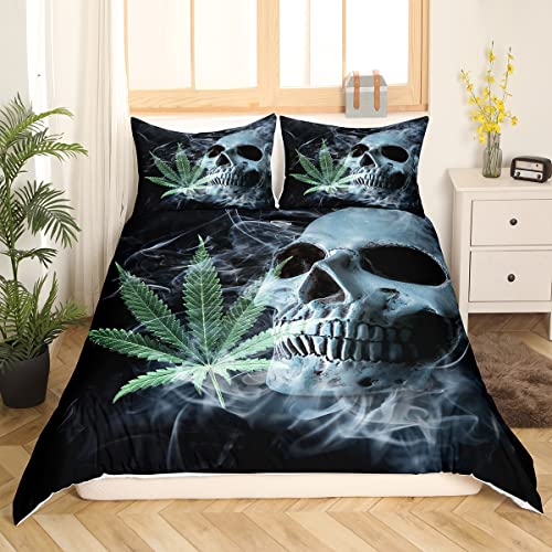 Feelyou SXS3812NXX-QUEEN Marijuana Weed Leaf Boys Comforter Cover Set Teens Skull Decor Queen Size Duvet Cover thumb #2