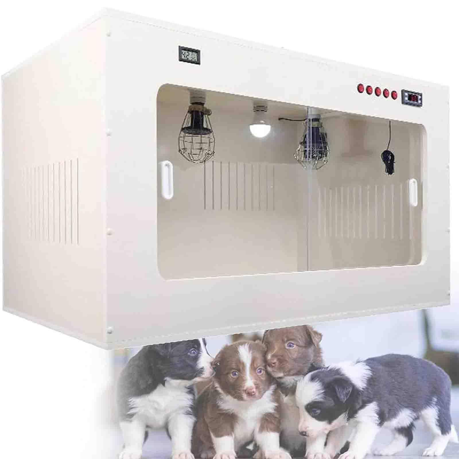 PixCy Caja Vivario Incubadora para Mascotas Pequeñas,con Lámpara Calefactora y Circulación Tridimensional,Control de Temperatura Constante,para Cachorros,Gatitos y Crías 60 * 50 * 50cm