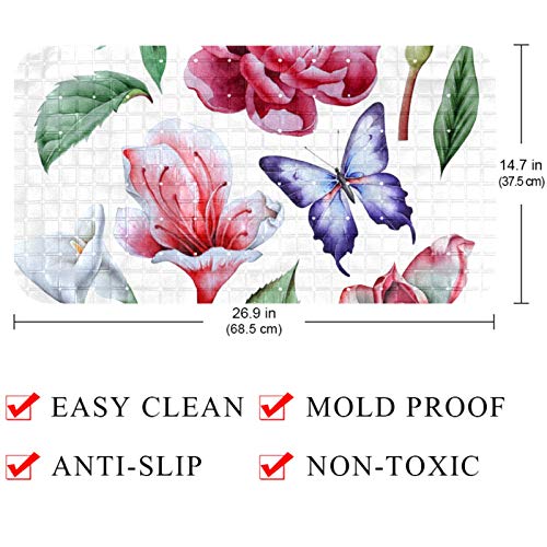 Tapis de douche pour enfants motif pivoine Eustoma lavable - 5