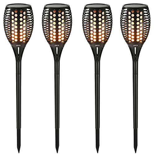Jaer Solar Torches Light,Path Torches Dancing Flame Lighting 96 LED Dusk to Dawn Flickering Outdoor Waterproof garden decorations (4 PACK)