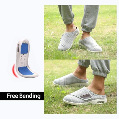 Sapatos femininos de largura extra larga para diabéticos, leve, respirável, ajustável, edema de idos