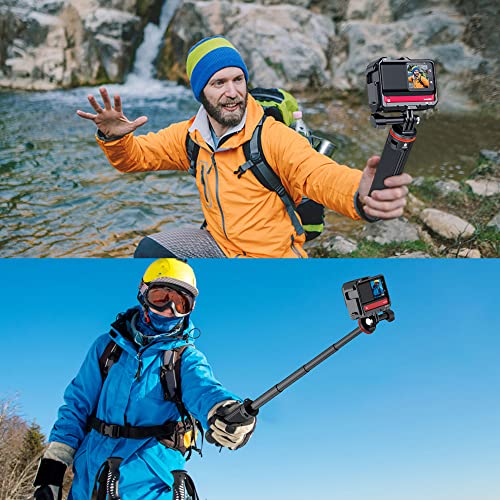 Vkesen Mini Stativ mit Teleskop Pole für GoPro,Stativ Halterung für Action Cam,Reise Vlog Selfie Stick Kompatibel mit Go Pro,Insta360 One R/RS,DJI Osmo Action,Akaso,Apexcam und andere Action Kameras