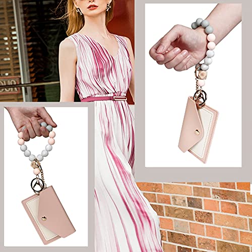 Hisuper Elastic Beaded Wristlet Keychain Silicone Bead Key Ring Bracelet Wristlet Keychain Bracelet Key Ring Bracelet Beaded Silicone Wristlet Keychain For Women Portable Car Key Ring #TOP5