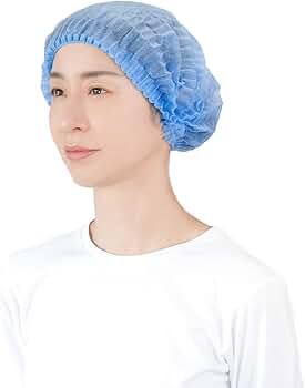 Amazon.co.jp: 使い捨てキャップ 100枚 フリーサイズ 帽子ブルー ヘア
