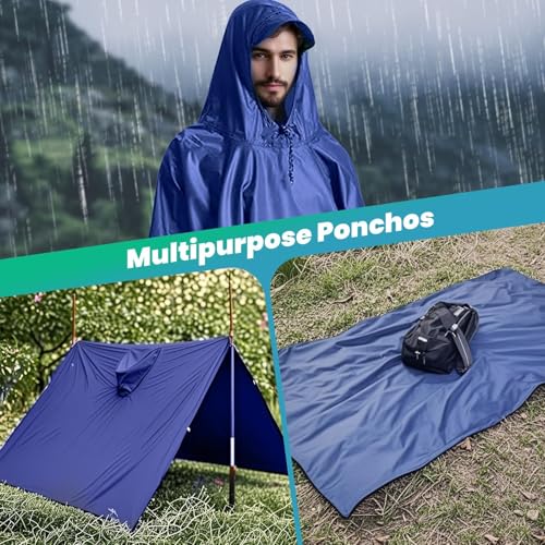 Stynice Leicht Wasserdicht Regenponcho Herren & Damen - Mehrzweck Regenjacke Outdoor mit Kapuze Faltbare Tasche für Camping Wandern Hikking - Atmungsaktive 3in1 Regencape