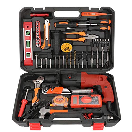 Samnuerly Schnell abkühlendes Schlag-Akku-Bohrschrauber-Set, Lithium-Ionen-Akkus, Schnellladegerät, professioneller, industrieller, aufladbarer Akku-Bohrschrauber, Schlagschrauber, Ausdauer, Rot