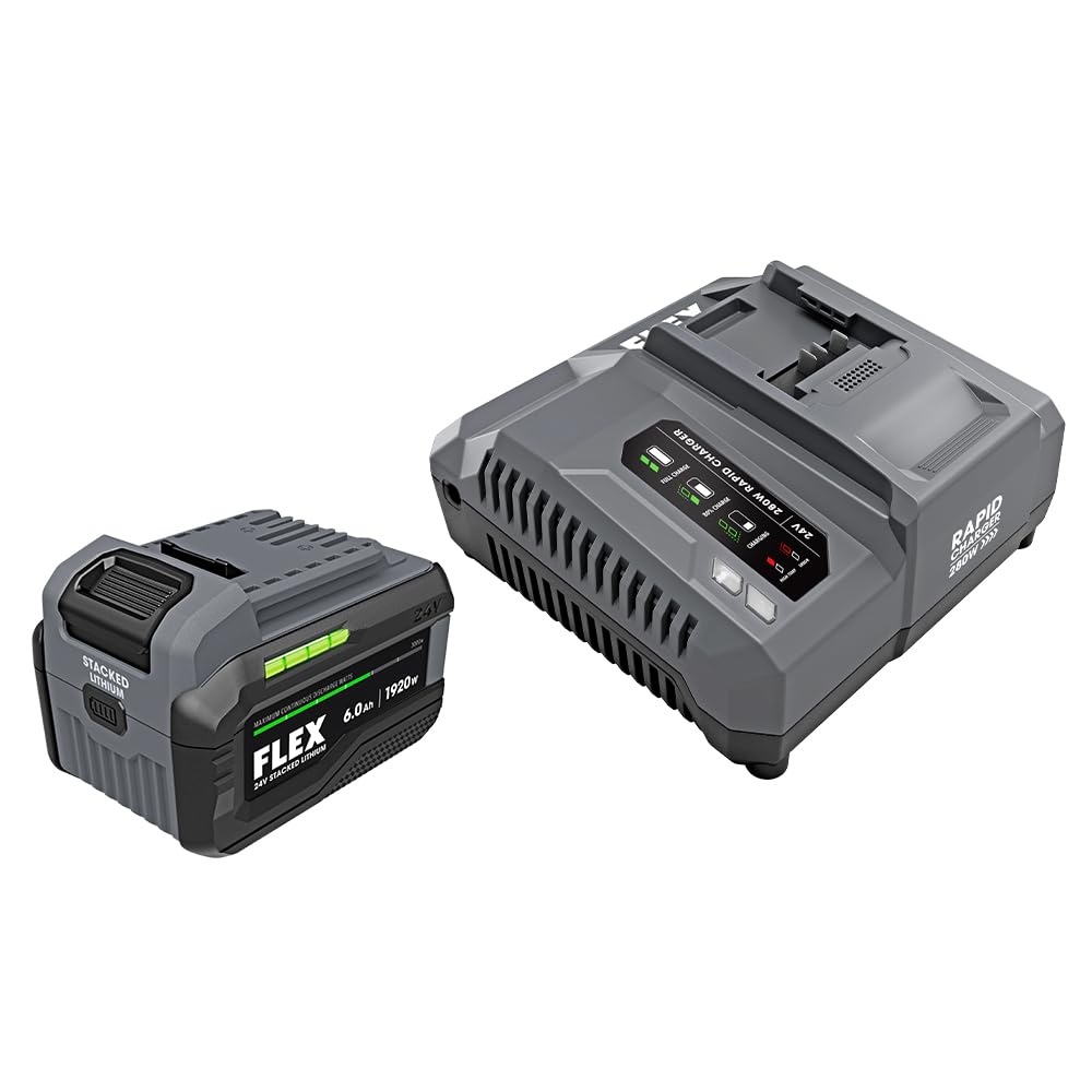 FLEX 24V Stacked Lithium-Ion Starter Kit with 6.0Ah Stacked Lithium Battery and 280W Rapid Charger - FX0421-1H