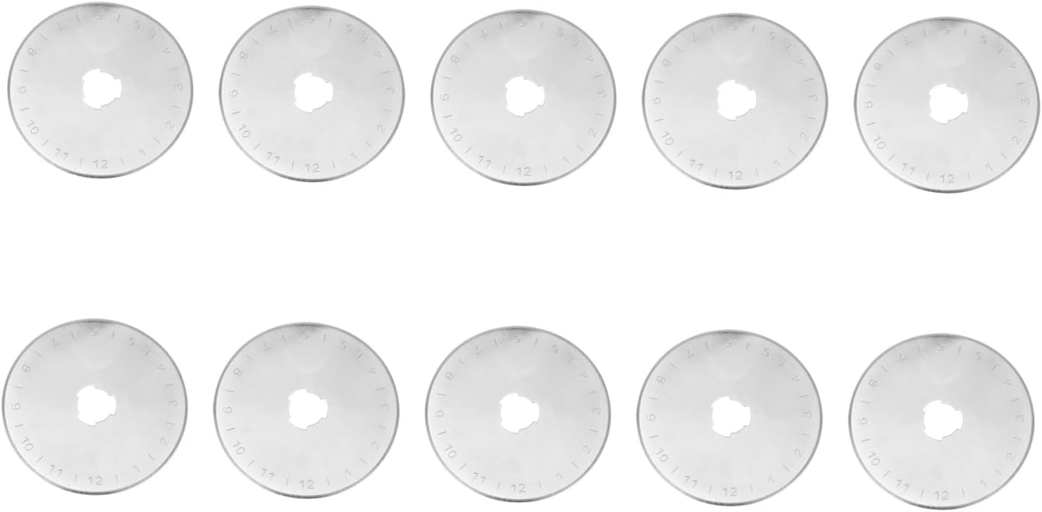 SHINEOFI 10pcs Rotary Cutter Blades with Storage Case Replacement Cutting Wheels for Fabric Leather Paper Crafts Easy to Replace Super Thin for Precision Cutting