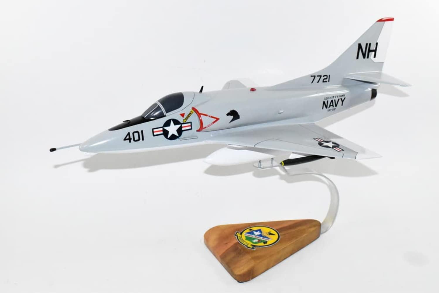 VA-112 Broncos USS Kitty Hawk 1967 A-4c Model, 1/27th Scale, Mahogany, Navy