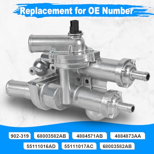 Image of 4884571AB Thermostat Housing Compatible with Compatible with Dodge Chrysler | Compatible with Jeep - Journey 09-20 Avenger 09-14 Compass Patriot 07-17 Caliber Sebring 200 for 68003582AB 902-319-Aluminium