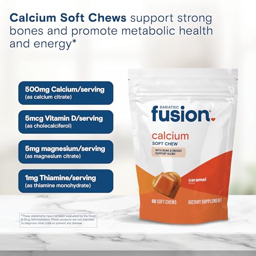 Bariatric Fusion Bariatric Calcium Supplement Chews | Calcium Citrate with Vitamin D3 Bariatric Vitamin | Sugar Free Chewable |500mg |Caramel | 60 Count - Image 6