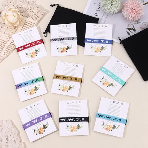 MOZAKA 21PCS WWJD Bracelets Pack Christian Gifts Adjustable Wristbands WWJD Jesus Bracelets Bulk What Would Jesus Do Bracelets with 21 Message Cards4