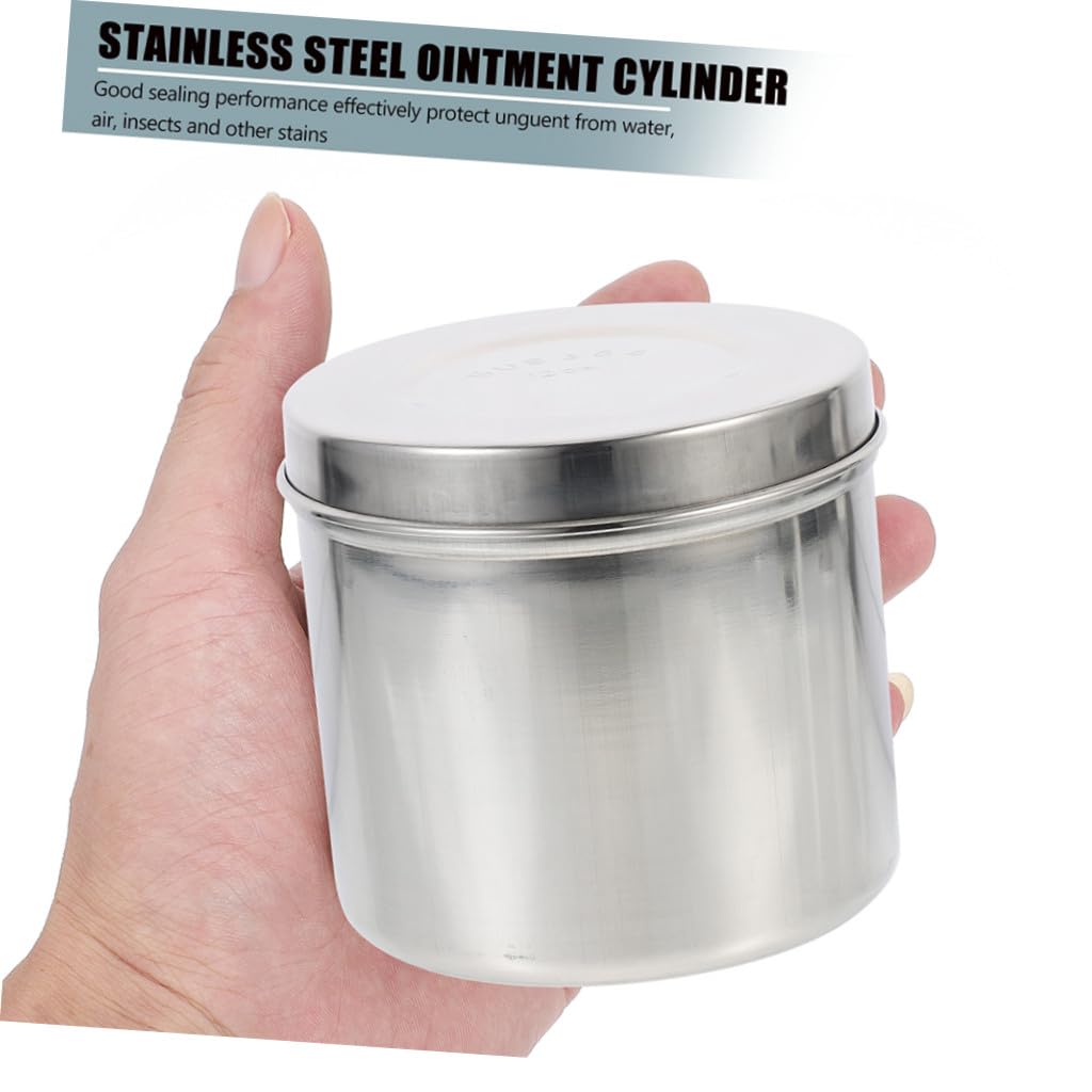304 Stainless Steel Ointment Jar with Lid, Iodophor-Resistant Dressing Cotton Storage Container, 8cm Thick Gauze Holder for Clinical and Professional Use
