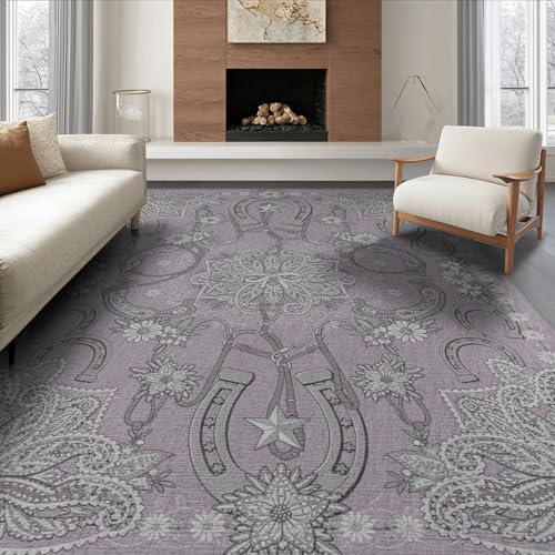 ODIKA 8'x10' Washable Southwestern Star Area Rug, White Foldable Oversized Carpet for Living Room, Under Sectional, Family Room, Non-Slip Flatwoven Floor Covering | Ref:2016983