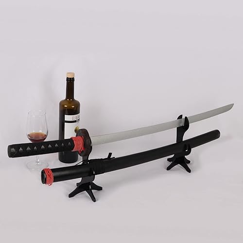 Miniatura 6 de WANLIAN Soporte Katana para cuchillos Samurái, soporte de acrílico horizontal para exhibir espada Katana Samurai (negro)