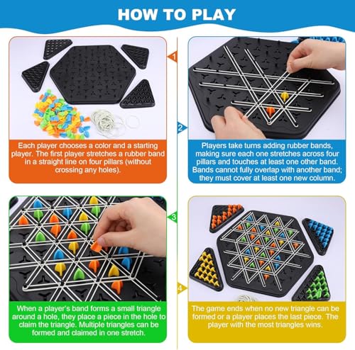 Image of Awestuffs Triangle Board Game, Territory Capture Family Game, Chain Triggle Chess Brain Teaser Strategy Puzzle Toys 2 to 4 Players (Chain Triangle Chess)