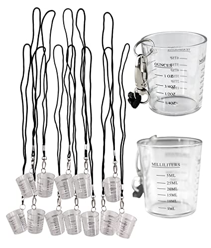 Iconikal 12-Pack Shot Glass Measuring Cup with Quick Clip on Lanyard