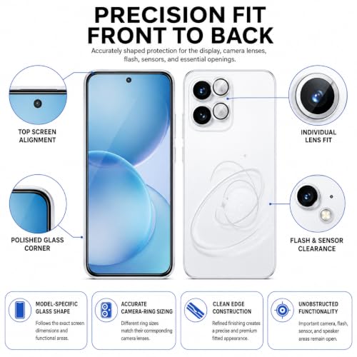Image of ArmourPro Edge to Edge Tempered Glass for Oppo Reno 16c with Silver Camera Ring Guard, 9H Screen Protector, Anti-Scratch, Anti-Fingerprint, Bubble-Free Installation Kit