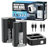 tyrone 2 Pack 6040mAh Rechargeable Batteries with Charger Station for Ring-Doorbell 2/3/4, Ring Doorbell Battery Replacement for Video Doorbell 3 Plus, Stick Up Cam Battery and Spotlight Cam Battery