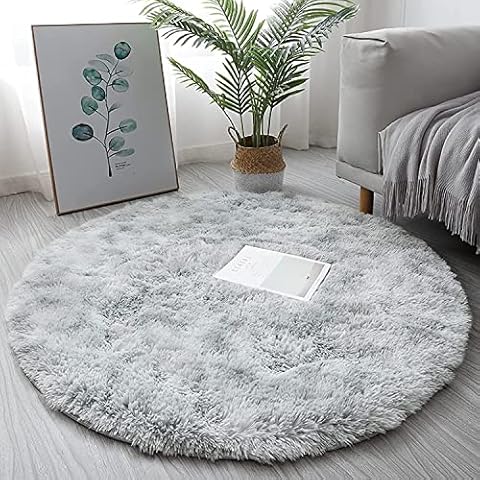 Tapis Rond Tenekee Blanc Gris 80cm Cover